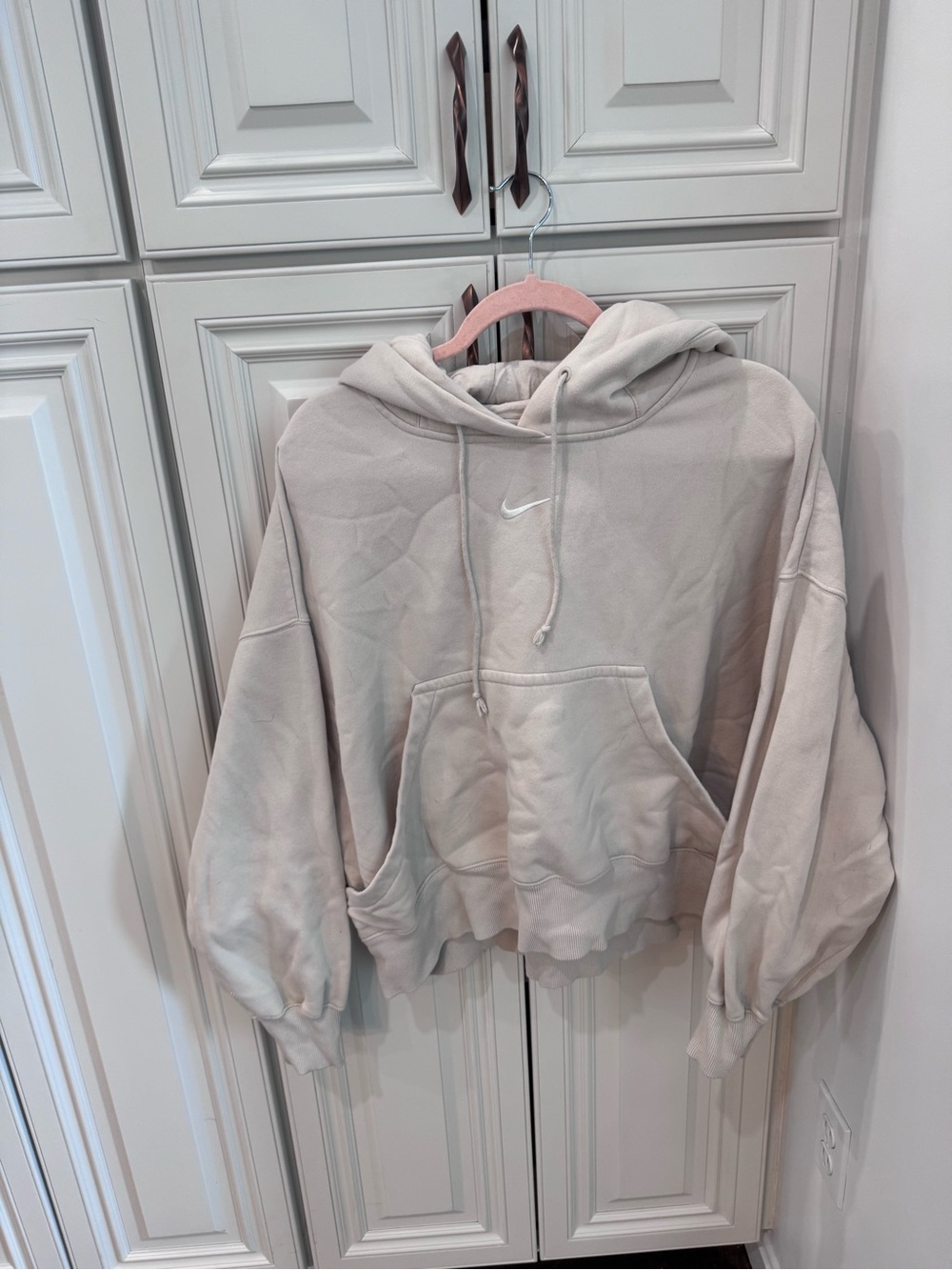 Nike Women's Light Beige Oversized Pullover Hoodie